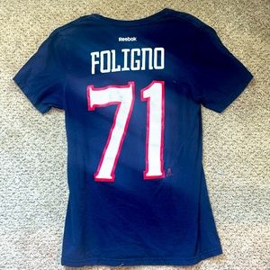 Columbus Blue Jackets NHL # 71 Foligno men’s t-shirt size Medium